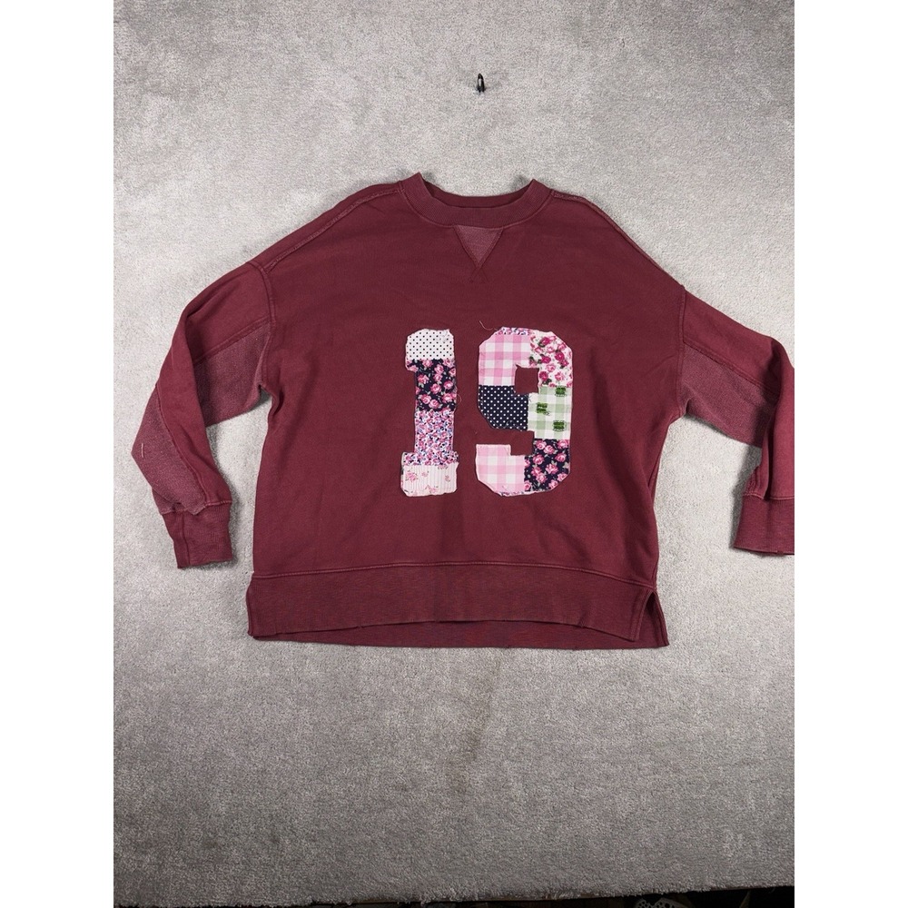 aerie sweatshirt patchwork oversized burgundy s